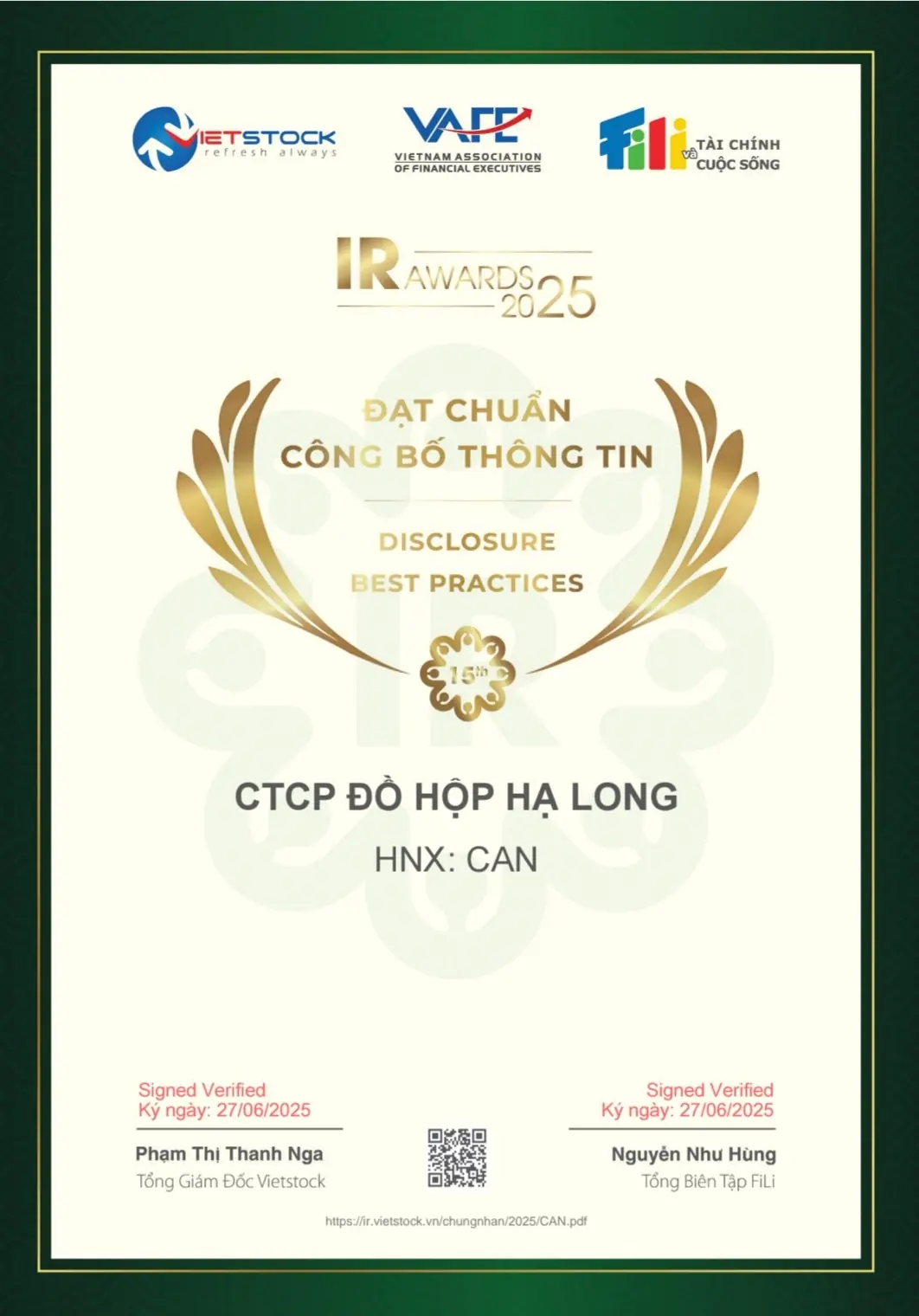 Chứng nhận 
