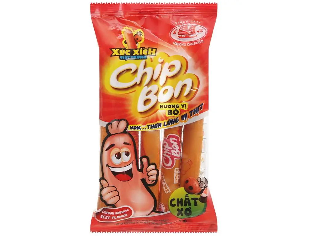 Xúc xích tiệt trùng CHIPBON 21g, bò 5 cây x 20 túi
