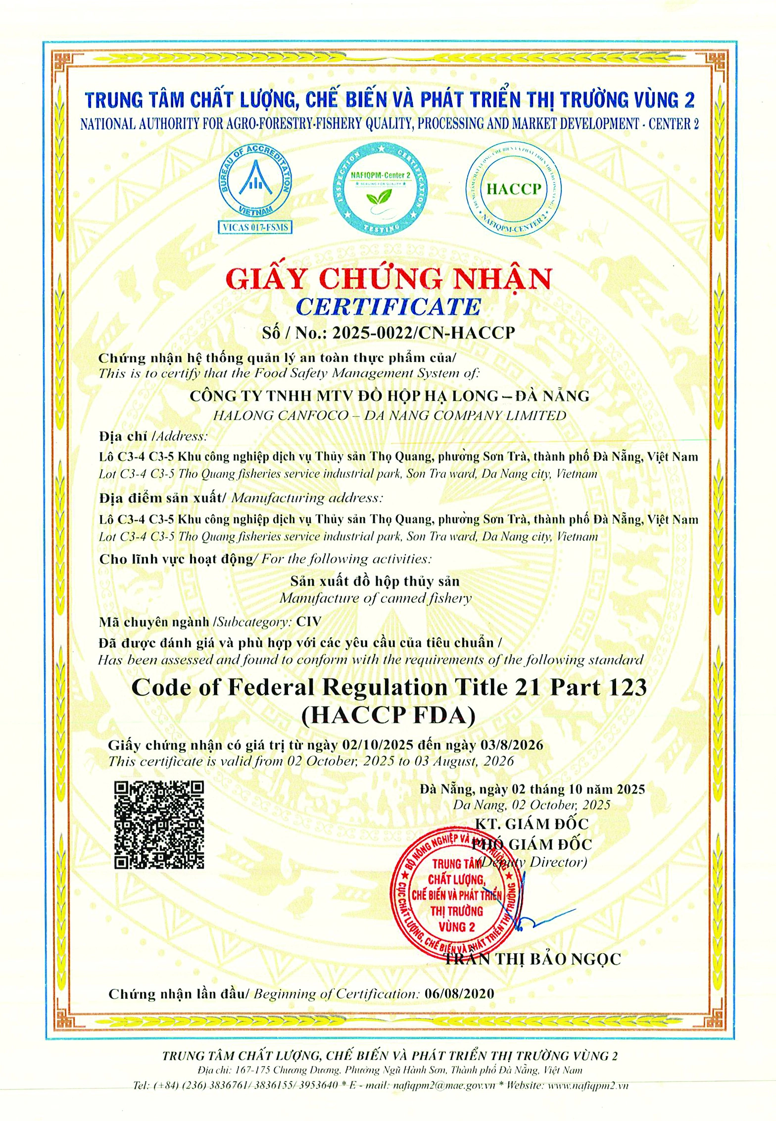 HACCP FDA HA LONG